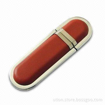 Classic Leather USB Flash Drive with 1-32GB Capacity and Free Sample/Package